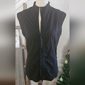 Lorna Jane Label Premium Black Workout Vest Zip Front Key Pocket Mesh No Tags